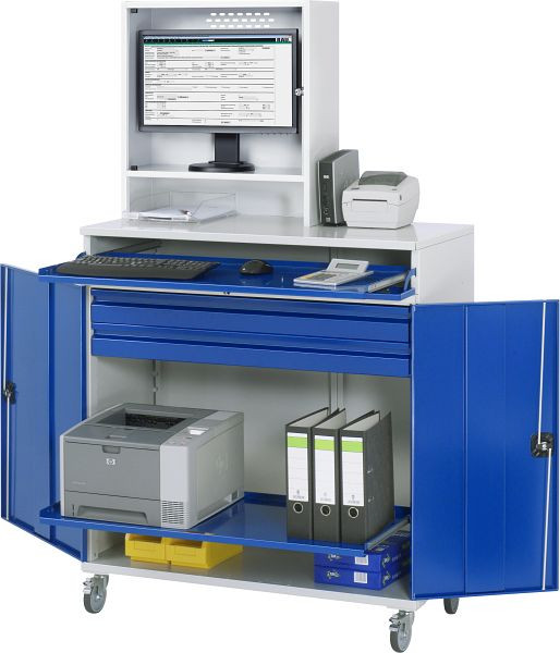RAU computerkast - model 66, B1100 x D520 x H1895 mm, monitorbehuizing B650 x D250 x H710 mm, 07-1100-M66-MG2F.11