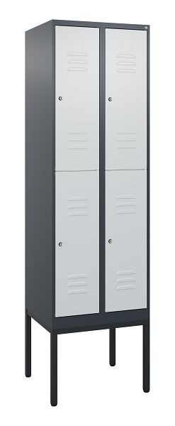 C+P dubbeldekskast Classic PLUS, frame, 2 vakken, 2120x600x500mm, 7016/7035, cilindersloten, 0803307-20 S10028