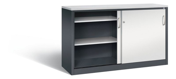 C+P dressoir met schuifdeuren Acurado, H1000xB1600xD500mm, kleur: zwartgrijs/lichtgrijs, beugelgreep, 2156-00 S10127