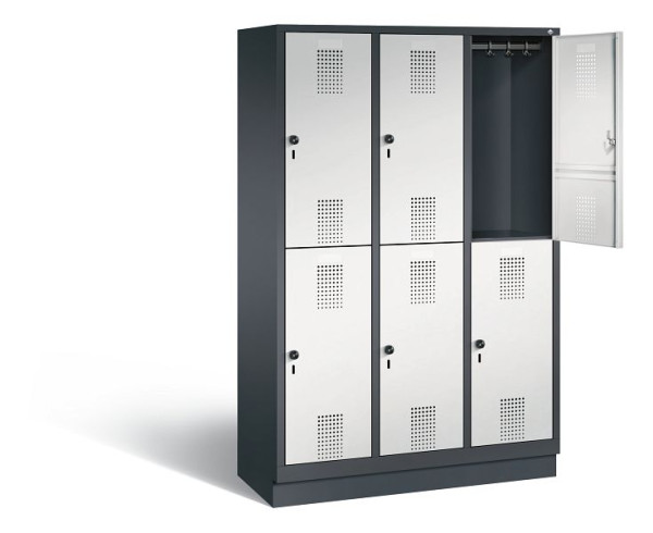 C+P locker, dubbellaags Evolo, H1800xB1200xD500mm, kleur: zwartgrijs/lichtgrijs, 48320-32 S10029