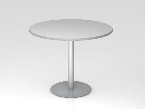 Hammerbacher vergadertafel 100cm rond grijs/zilver, zilver frame, VSTF10/5/S