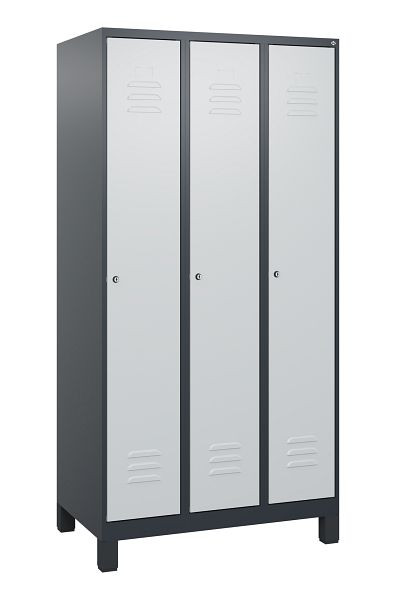 C+P luierkastje Classic PLUS met middenwand, voeten, 3 vakken, 1800x900x500mm, 7016/7035, cilindersloten, 0800107-30F S10028