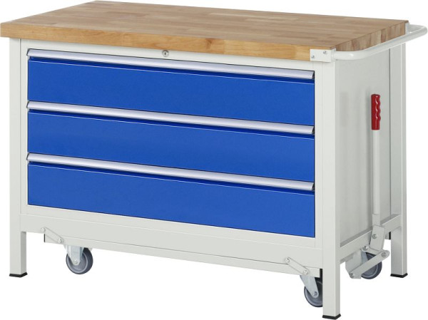 RAU werkbank met neerlaatbaar onderstel serie 8000, 3x XXL laden, 1250x880x700 mm, 05-8357A2-127B4F.11