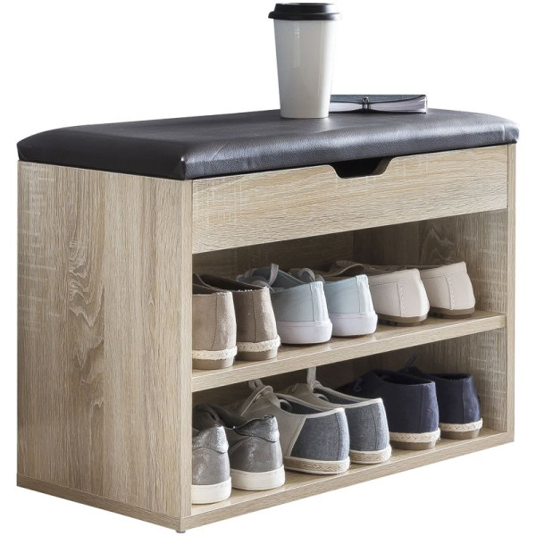 Wohnling schoenenbank SOFIA met zitting Sonoma garderobebank hout 60 x 40 x 30 cm, WL5.262