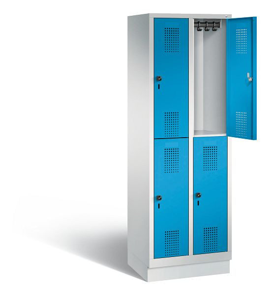 C+P locker, dubbellaags Evolo, H1800xB610xD500mm, kleur: lichtgrijs/lichtblauw, 48320-20 S10167