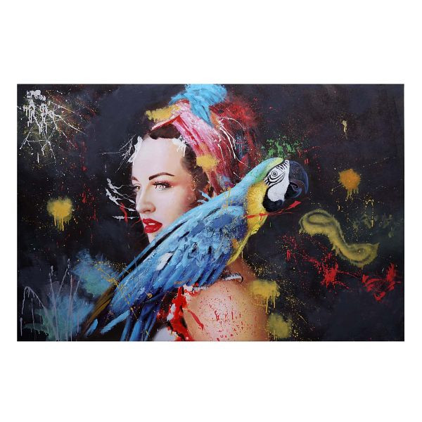 Mendler olieverfschilderij vrouw HWC-H25, canvas foto muurschildering, handgeschilderde XL muurschildering, 100x150cm, 72765