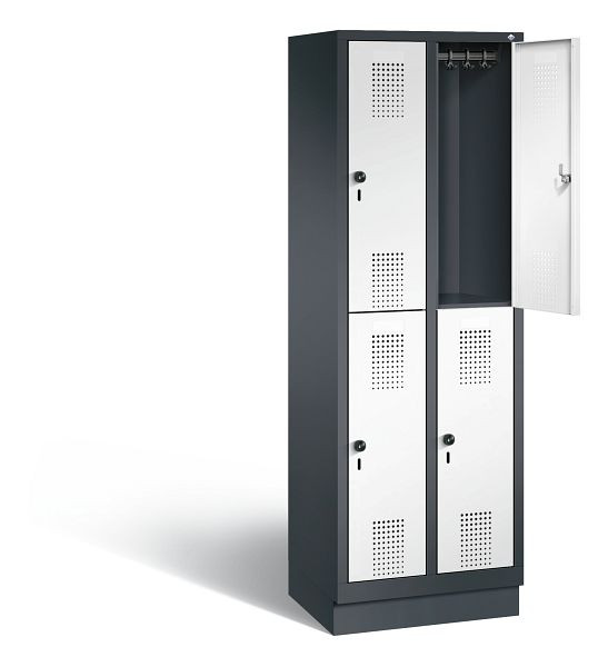 C+P locker dubbellaags Evolo, H1800xB610xD500mm, kleur: zwartgrijs / verkeerswit, 48320-20 S10538