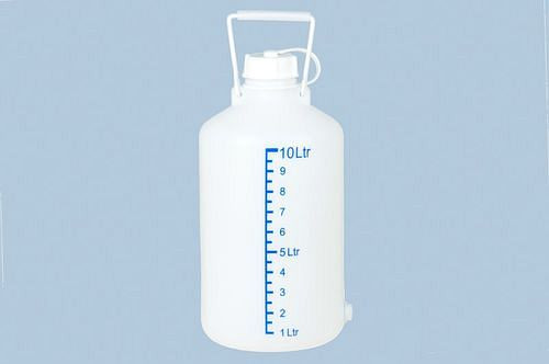 DENIOS ballon-/opslagcontainer, 10 l, met schaalverdeling, stevige handgrepen, natuurlijke kleur, 308391