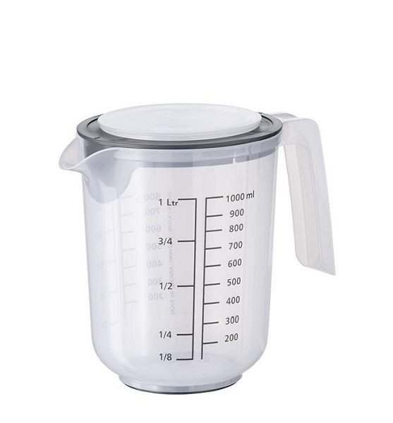 APS mengbeker met deksel, Ø 12,5 cm, hoogte: 16 cm, 1,0 liter, polypropyleen, inclusief spatscherm, 30058