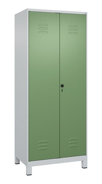 C+P Mehrzweckschrank Classic PLUS, Putzmittel-Spind, Füße, 2 Abteile, 1950x800x500mm, 7035/6011, Drehriegel, 080110-02 S10006