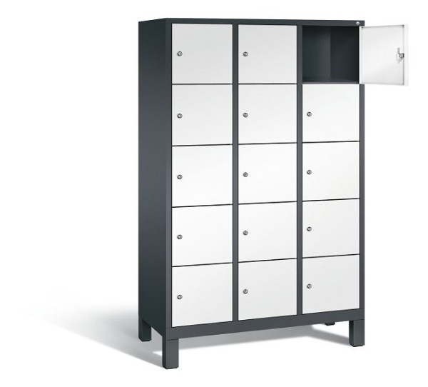 C+P lockerkast Evolo, H1850xB1200xD500mm, kleur: zwartgrijs / verkeerswit, 48010-325 S10076