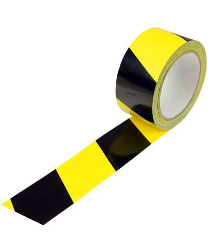 TransPak markeringstape, fluttertape geel/zwart, 50 mm breed x 66 m, dikte 52 µ, verpakking: 6 rollen, 299566