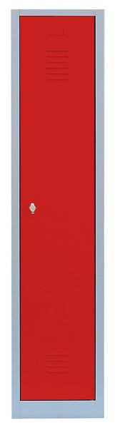 Lüllmann stalen kledingkast/garderobe, 1800 x 415 x 500 mm, lichtgrijs/vuurrood, 515114