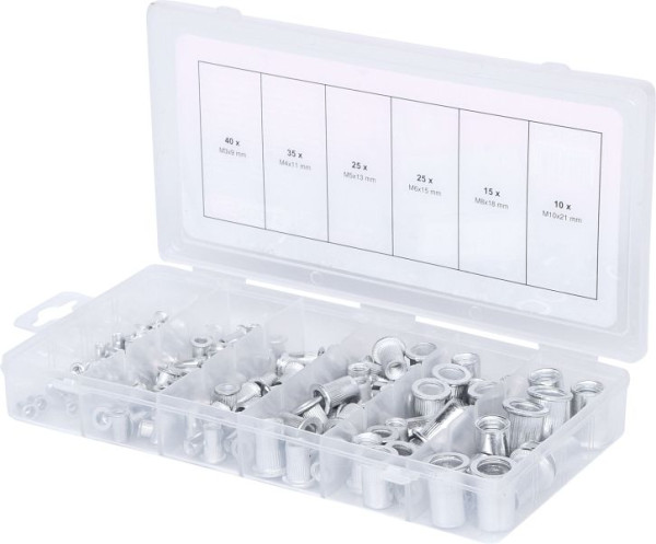 KS Tools assortiment klinknagels met schroefdraad, aluminium, M3x9mm-M10x21mm, 150 stuks, 970.0620