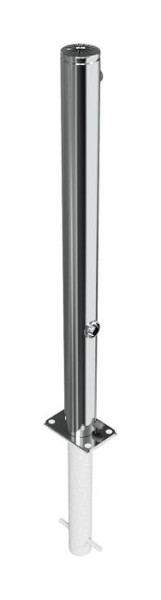 Schake afzetpaal van RVS type 4272FU, Ø 76mm, met siergroef, opklapbaar, met driehoekslot, voor inzetting in beton, geslepen, 4272FUH