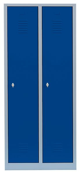 Lüllmann stalen kledingkast/garderobe, 1800 x 800 x 500 mm, lichtgrijs/gentiaanblauw, 515121