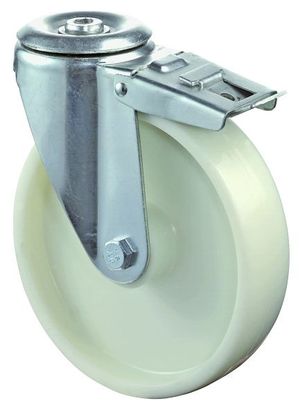 BS rollen transportrol met rem, breedte 50 mm, Ø200 mm, tot 250 kg, loopvlak/wiellichaam kunststof, rollager, L121.B10.200