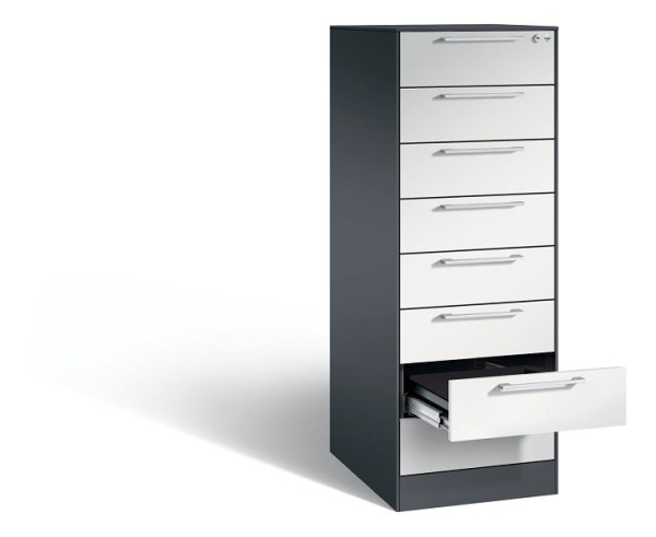 C+P archiefkast Asisto, H1310xB440xD600mm, kleur: zwartgrijs/lichtgrijs, beugelgreep, 146225-822 S10017