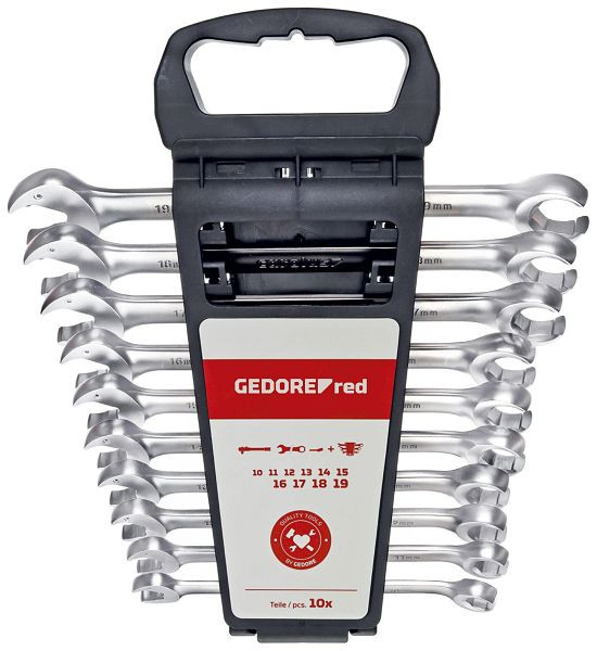 GEDORE rode open ringratelsleutelset, 10-19 mm, 10-delig, 3301003