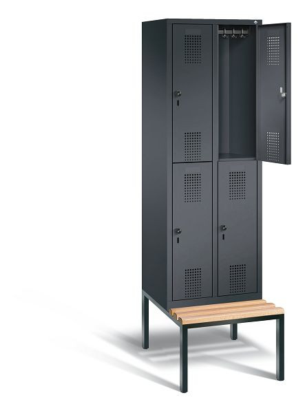 C+P locker dubbellaags Evolo, H2090xB610xD815mm, kleur: zwart-grijs, 48350-20 S10029