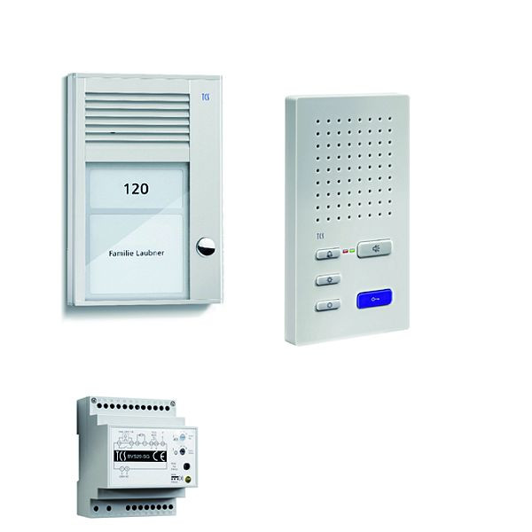 TCS deurbediening audio: pack AP voor 1 wooneenheid, met buitenpost PAK 1 belknop, 1x handsfree luidspreker ISW3130, bedieningseenheid BVS20, PSC2210-0000