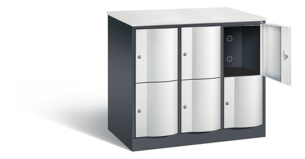 C+P XL lockerkast Resisto, H1077xB1148xD640mm, kleur: zwartgrijs/lichtgrijs, 8472-373 S10058