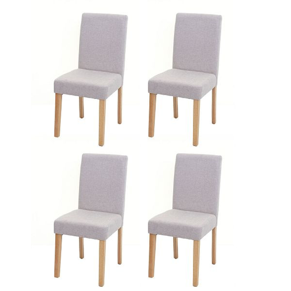 Mendler set van 4 eetkamerstoelen, keukenstoelen, Littau, textiel, crème-beige, lichtkleurige poten, 74557