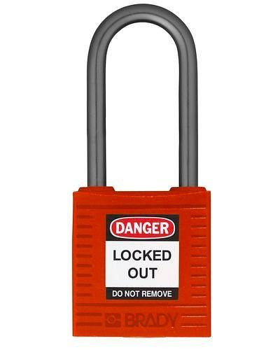 DENIOS compact veiligheidsslot, doorzichtige beugelhoogte 38 mm, rood, VE: 6 stuks, 244-327