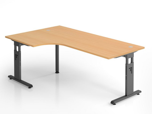 Hammerbacher hoekbureau OS82, 200 x 120 cm, blad: beuken, 25 mm dik, 2 mm ABS rand, hoekvorm 90°, links of rechts monteerbaar, VOS82/6/G
