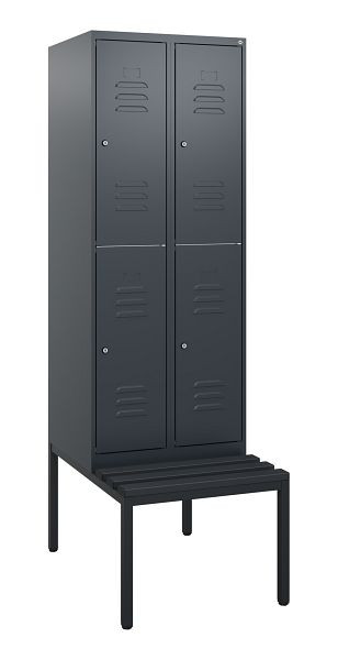 C+P dubbeldekskast Classic PLUS, 2 vakken, 1950x600x815mm, 7016/7016, cilindersloten, met bank eronder, 0803505-20 S10087