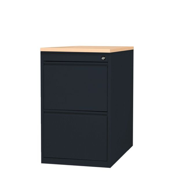 Lüllmann staande container, greeplijst voorzijde, 2 laden, 750 x 460 x 790 mm, diepzwart/esdoorn, 509102