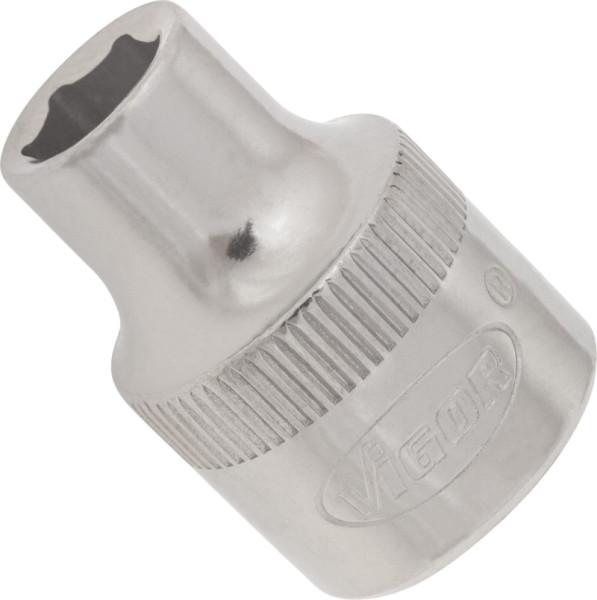VIGOR dopsleutelinzet, hol vierkant 10 mm (3/8 inch), buitenzeskantprofiel, 7 mm, lengte: 28 mm, voor handbediening, V2277N