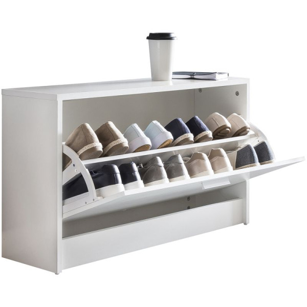 Wohnling schoenenbank ZOEY met zitting witte schoenkantelaar hout 80 x 47 x 24 cm, WL5.271