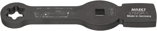 Hazet slagringsleutel, dubbele zeskant, met 2 slagvlakken, hol vierkant 12,5 mm (1/2 inch), gegroefd profiel, 2784SR-1