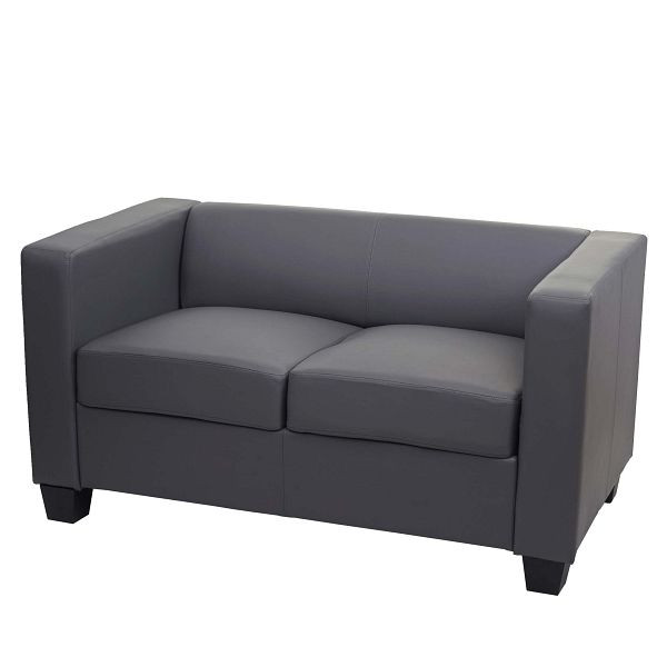 Mendler 2-zits bank bank loungebank Lille, kunstleer, donkergrijs, 75137+75138