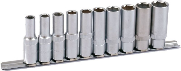 Projahn 1/2" doppenset op rail 10 stuks diepe doppen, 4222