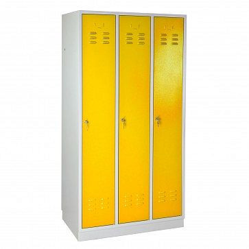 ADB locker/kledingkast "Regular" 3-deurs, afmetingen (HxBxD): 1775x890x500 mm, corpuskleur: lichtgrijs (RAL 7035), deurkleur: koolzaadgeel (RAL 1021), 40900