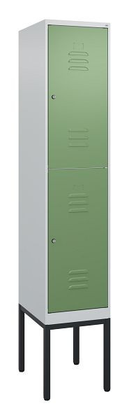 C+P dubbeldekskast Classic PLUS, frame, 2120x400x500mm, 7035/6011, cilindersloten, 0803307-12 S10021