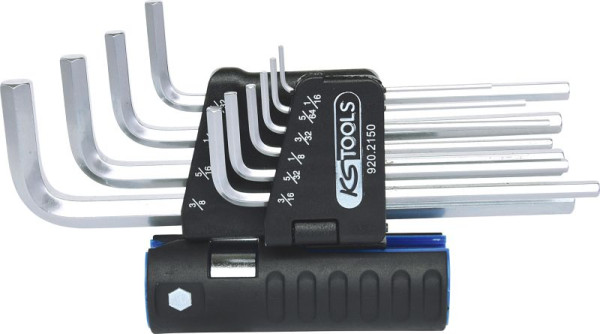 KS Tools 3 in 1 inbussleutelset, 10 stuks lang, inch, 920.2150