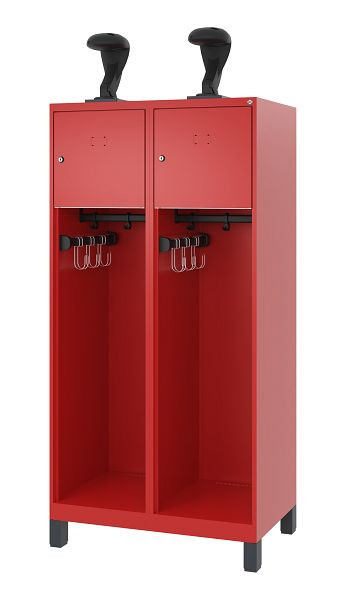 C+P Evolo brandweerkast, model YOUNGSTER, 2 compartimenten, H1630B800T500 mm, Vuurrood, Voeten, 0490015-22 S10008