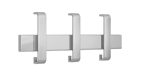 Kerkmann Arosa veiligheidswandkapstok van staal, met 3 hoed en 3 dubbele kapstokhaken, aluminium zilver, 32641914