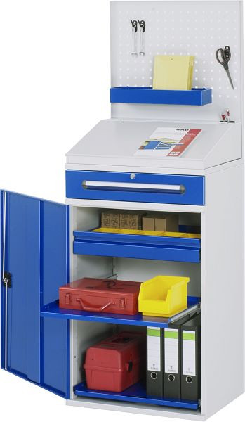 RAU zijkast sta bureau, lade en binnenlade, geperforeerde plaat, 650x1110/1220x520 mm, 07-650-M04.11