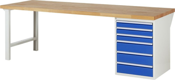 RAU werkbank serie 7000 - modulair ontwerp, onderbouwbak (6x laden), 2500x840x900 mm, 03-7515A1-259B4S.11
