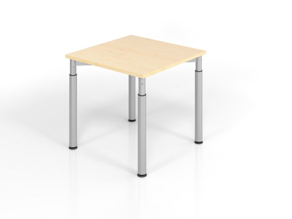 Hammerbacher bureau YS08, 80 x 80 cm, blad: esdoorn, 25 mm dik, ABS dikke rand, rechthoekige vorm, zilver, VYS08/3/S