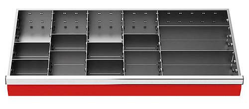 Bedrunka + Hirth lade-inzet, serie T500-9, middenvakrails, met 10 tussenschotten, 198-139A