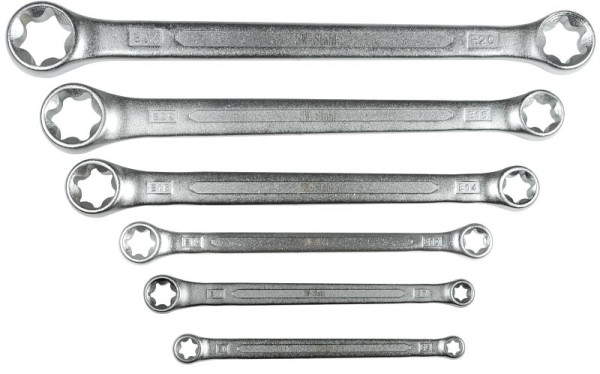 SW-Stahl dubbele ringsleutelset, E-profiel, E6-E24, 6-delig, 01560L