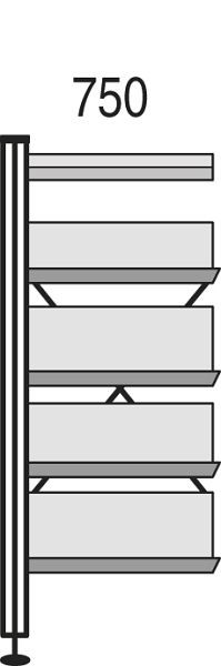 Kerkmann bibliotheekplank Libra, B 750 x D 300 x H 1930 mm, lichtgrijs, 52143311