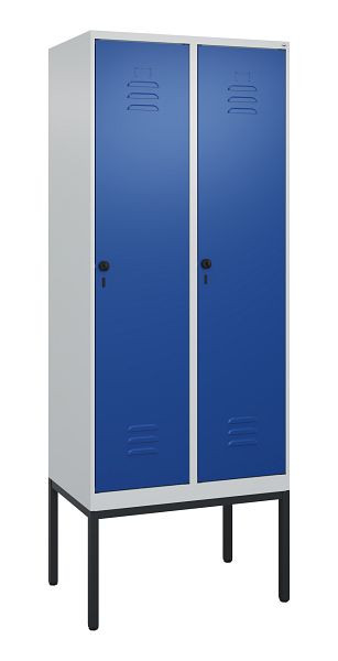 C+P luierkluis Classic PLUS met middenwand, frame, 2 vakken, 2120x800x500mm, 7035/5010, veiligheidsdraaigrendel, 0800307-22F S10003