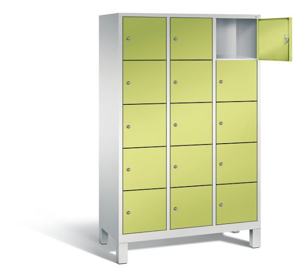 C+P lockerkast Evolo, H1850xB1200xD500mm, kleur: lichtgrijs / virid groen, 48010-325 S10072
