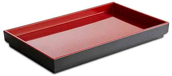 APS GN 1/4 dienblad -ASIA PLUS-, 26,5 x 16,2 cm, hoogte: 3 cm, melamine, binnenkant: rood, glanzend, buitenkant: zwart, mat, 15458